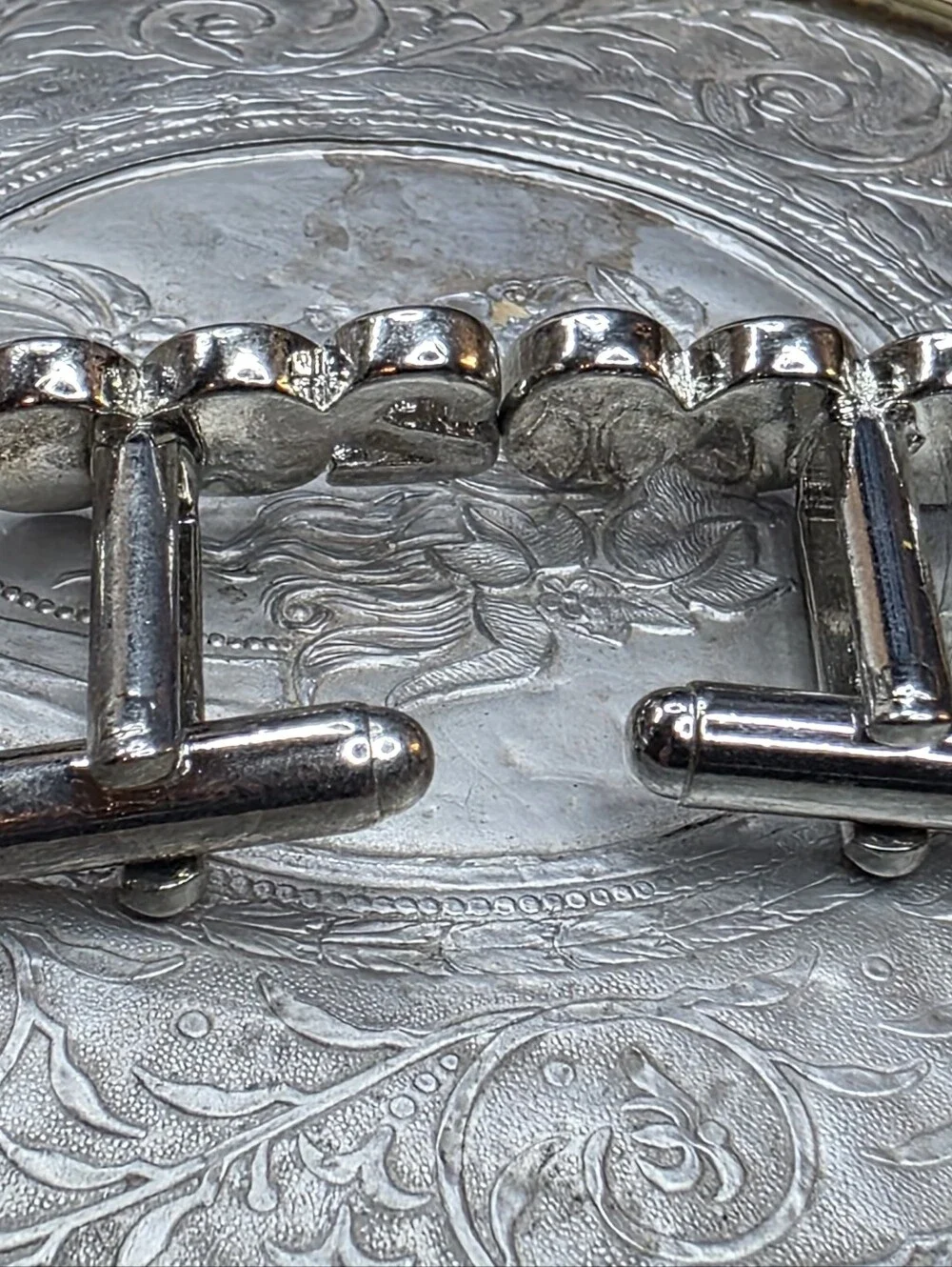 Vintage Y2K Millennium 2000 Silver Tone Rhinestone Cufflinks